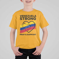 Venezuela Strong Pray and Support T Shirt For Kid Solidarity Patriotic Venezuelan Flag Map Heart