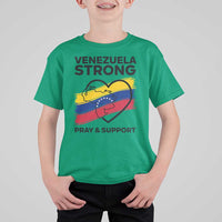 Venezuela Strong Pray and Support T Shirt For Kid Solidarity Patriotic Venezuelan Flag Map Heart