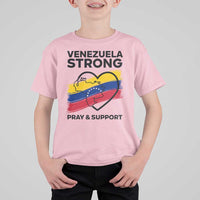 Venezuela Strong Pray and Support T Shirt For Kid Solidarity Patriotic Venezuelan Flag Map Heart