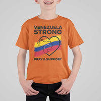 Venezuela Strong Pray and Support T Shirt For Kid Solidarity Patriotic Venezuelan Flag Map Heart