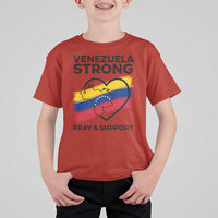 Venezuela Strong Pray and Support T Shirt For Kid Solidarity Patriotic Venezuelan Flag Map Heart