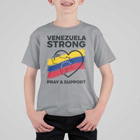 Venezuela Strong Pray and Support T Shirt For Kid Solidarity Patriotic Venezuelan Flag Map Heart