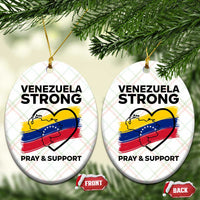 Venezuela Strong Pray and Support Ceramic Ornament Solidarity Patriotic Venezuelan Flag Map Heart