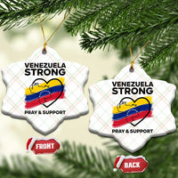 Venezuela Strong Pray and Support Ceramic Ornament Solidarity Patriotic Venezuelan Flag Map Heart