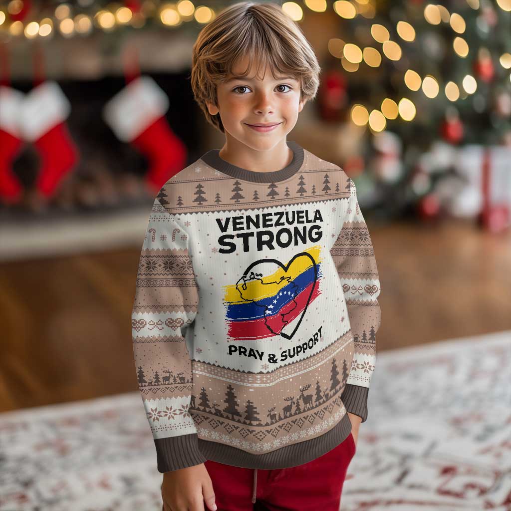 Venezuela Strong Pray and Support Ugly Christmas Sweater Solidarity Patriotic Venezuelan Flag Map Heart