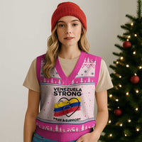 Venezuela Strong Pray and Support V-Neck Knit Sweater Vest Solidarity Patriotic Venezuelan Flag Map Heart