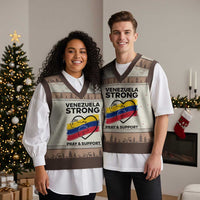 Venezuela Strong Pray and Support V-Neck Knit Sweater Vest Solidarity Patriotic Venezuelan Flag Map Heart