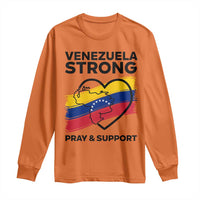 Venezuela Strong Pray and Support Long Sleeve Shirt Solidarity Patriotic Venezuelan Flag Map Heart