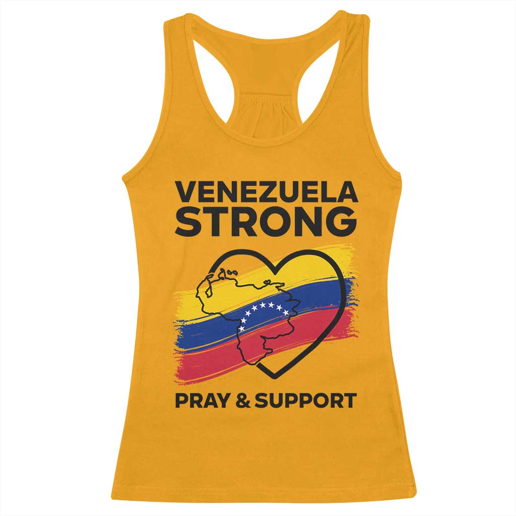 Venezuela Strong Pray and Support Racerback Tank Top Solidarity Patriotic Venezuelan Flag Map Heart