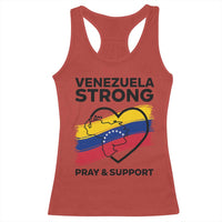Venezuela Strong Pray and Support Racerback Tank Top Solidarity Patriotic Venezuelan Flag Map Heart