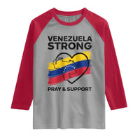 Venezuela Strong Pray and Support Raglan Shirt Solidarity Patriotic Venezuelan Flag Map Heart