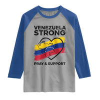 Venezuela Strong Pray and Support Raglan Shirt Solidarity Patriotic Venezuelan Flag Map Heart