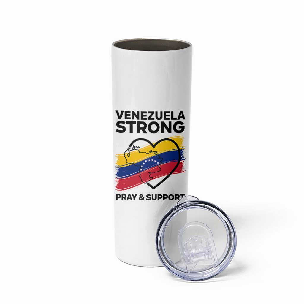 Venezuela Strong Pray and Support Skinny Tumbler Solidarity Patriotic Venezuelan Flag Map Heart