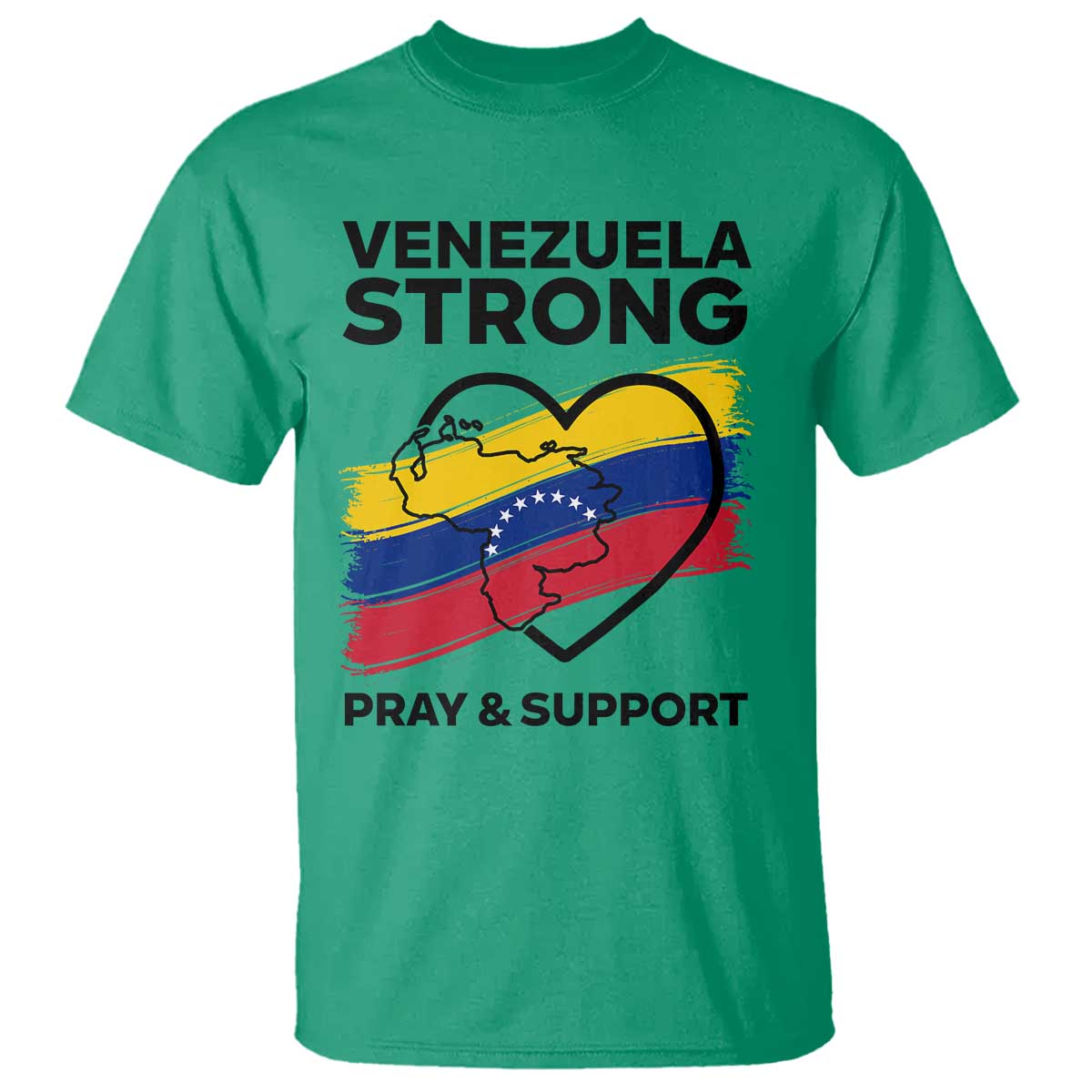 Venezuela Strong Pray and Support T Shirt Solidarity Patriotic Venezuelan Flag Map Heart