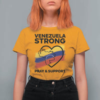 Venezuela Strong Pray and Support T Shirt For Women Solidarity Patriotic Venezuelan Flag Map Heart