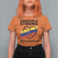 Venezuela Strong Pray and Support T Shirt For Women Solidarity Patriotic Venezuelan Flag Map Heart