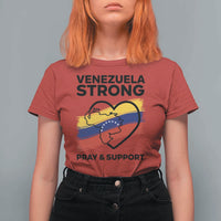 Venezuela Strong Pray and Support T Shirt For Women Solidarity Patriotic Venezuelan Flag Map Heart