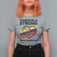 Venezuela Strong Pray and Support T Shirt For Women Solidarity Patriotic Venezuelan Flag Map Heart