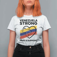 Venezuela Strong Pray and Support T Shirt For Women Solidarity Patriotic Venezuelan Flag Map Heart