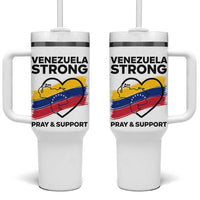 Venezuela Strong Pray and Support Tumbler With Handle Solidarity Patriotic Venezuelan Flag Map Heart