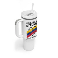 Venezuela Strong Pray and Support Tumbler With Handle Solidarity Patriotic Venezuelan Flag Map Heart