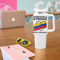 Venezuela Strong Pray and Support Tumbler With Handle Solidarity Patriotic Venezuelan Flag Map Heart