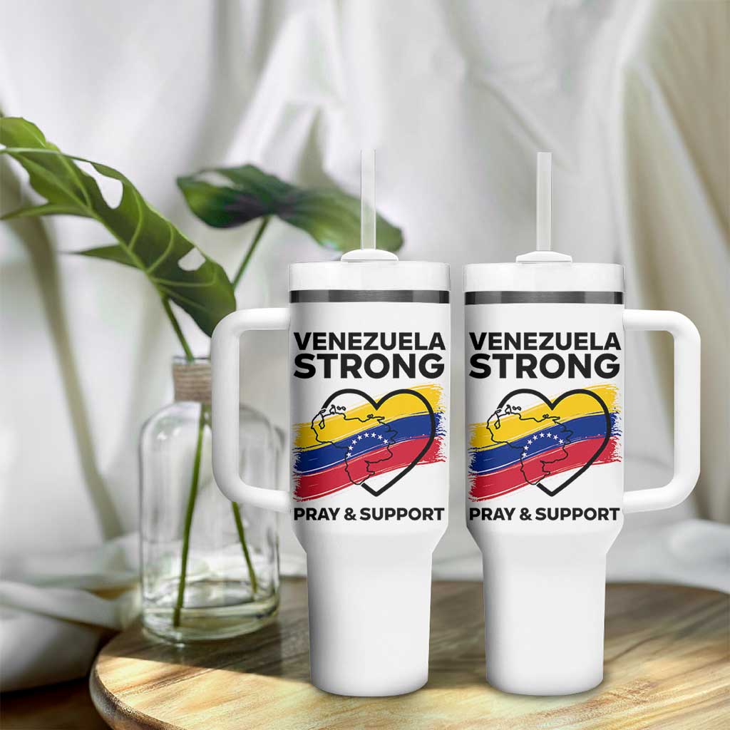 Venezuela Strong Pray and Support Tumbler With Handle Solidarity Patriotic Venezuelan Flag Map Heart