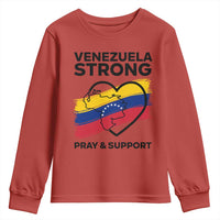 Venezuela Strong Pray and Support Youth Sweatshirt Solidarity Patriotic Venezuelan Flag Map Heart