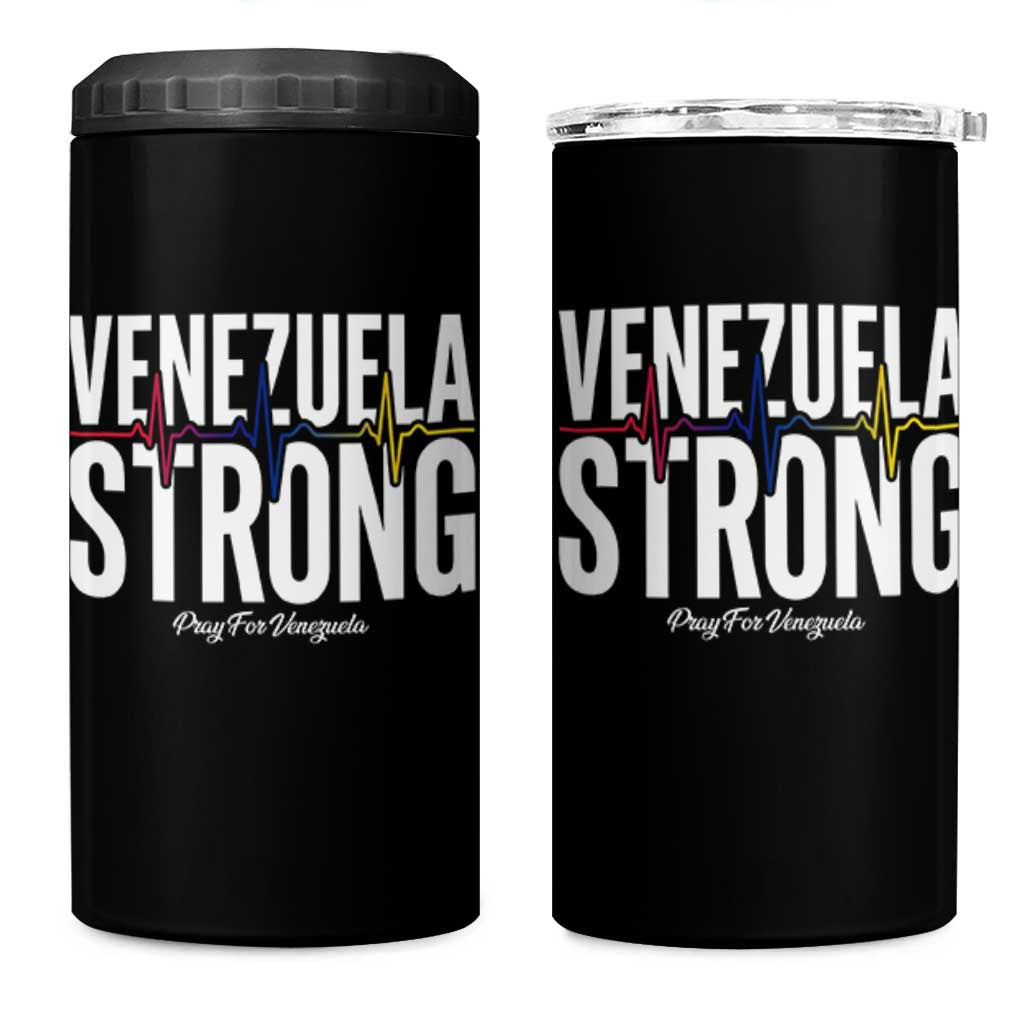 Venezuela Strong Venezuelan Heartbeat 4 in 1 Can Cooler Tumbler Solidarity Resilience Hope and Prayer