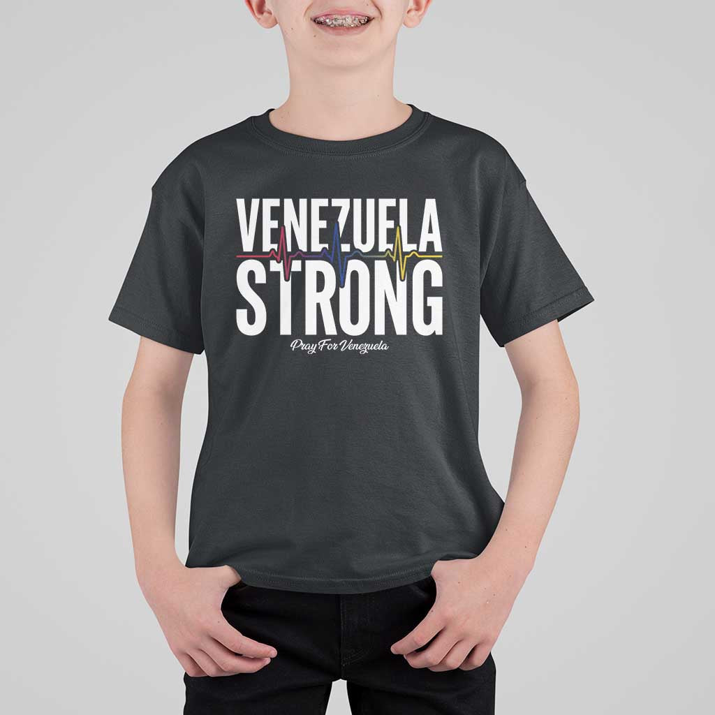 Venezuela Strong Venezuelan Heartbeat T Shirt For Kid Solidarity Resilience Hope and Prayer
