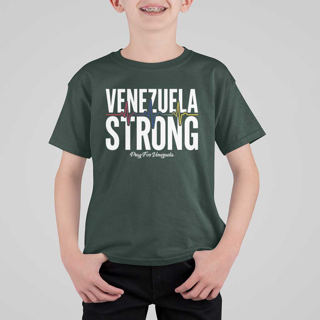 Venezuela Strong Venezuelan Heartbeat T Shirt For Kid Solidarity Resilience Hope and Prayer