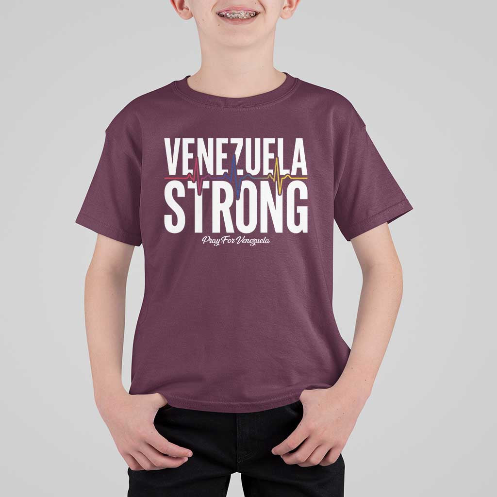 Venezuela Strong Venezuelan Heartbeat T Shirt For Kid Solidarity Resilience Hope and Prayer
