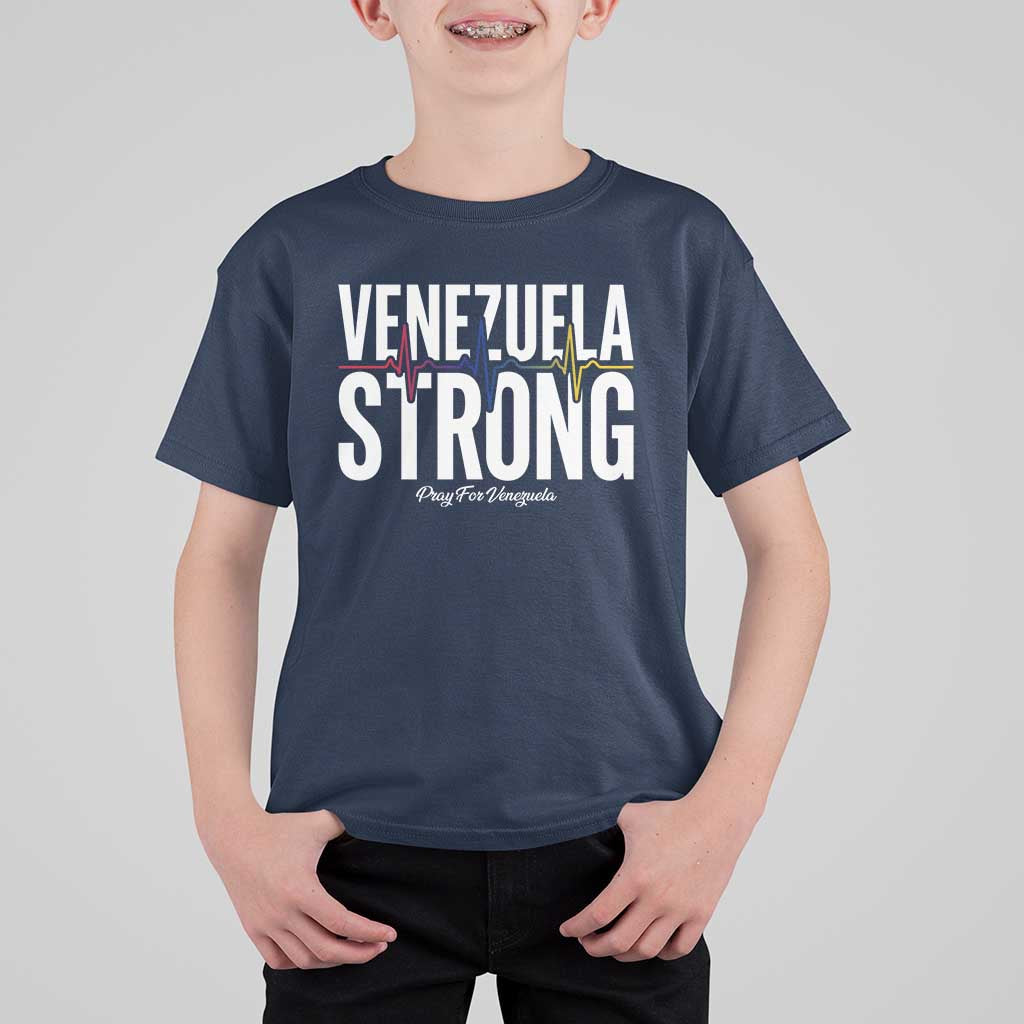 Venezuela Strong Venezuelan Heartbeat T Shirt For Kid Solidarity Resilience Hope and Prayer
