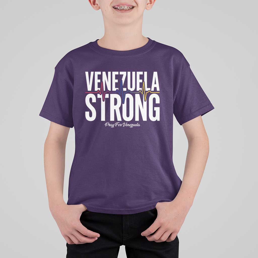 Venezuela Strong Venezuelan Heartbeat T Shirt For Kid Solidarity Resilience Hope and Prayer