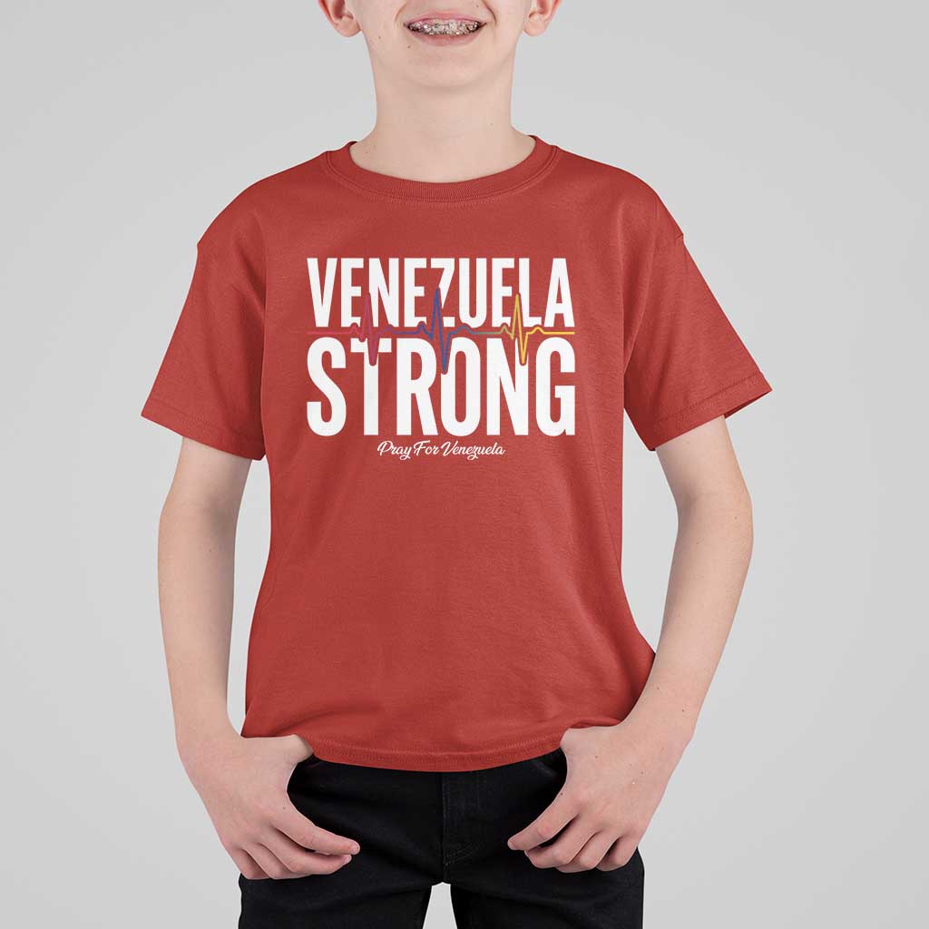 Venezuela Strong Venezuelan Heartbeat T Shirt For Kid Solidarity Resilience Hope and Prayer