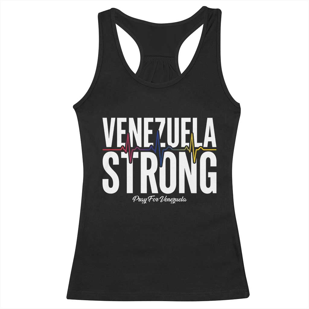 Venezuela Strong Venezuelan Heartbeat Racerback Tank Top Solidarity Resilience Hope and Prayer