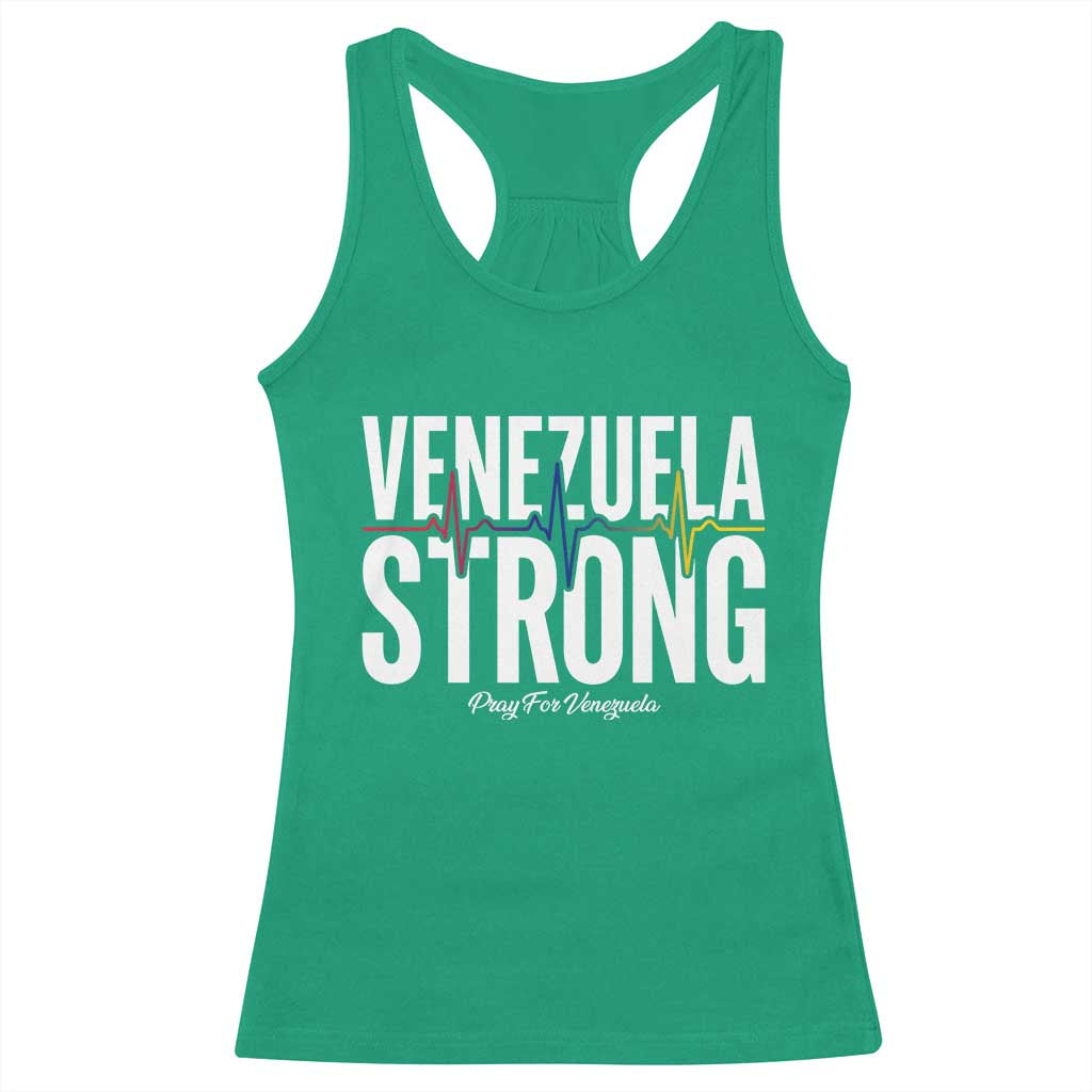 Venezuela Strong Venezuelan Heartbeat Racerback Tank Top Solidarity Resilience Hope and Prayer