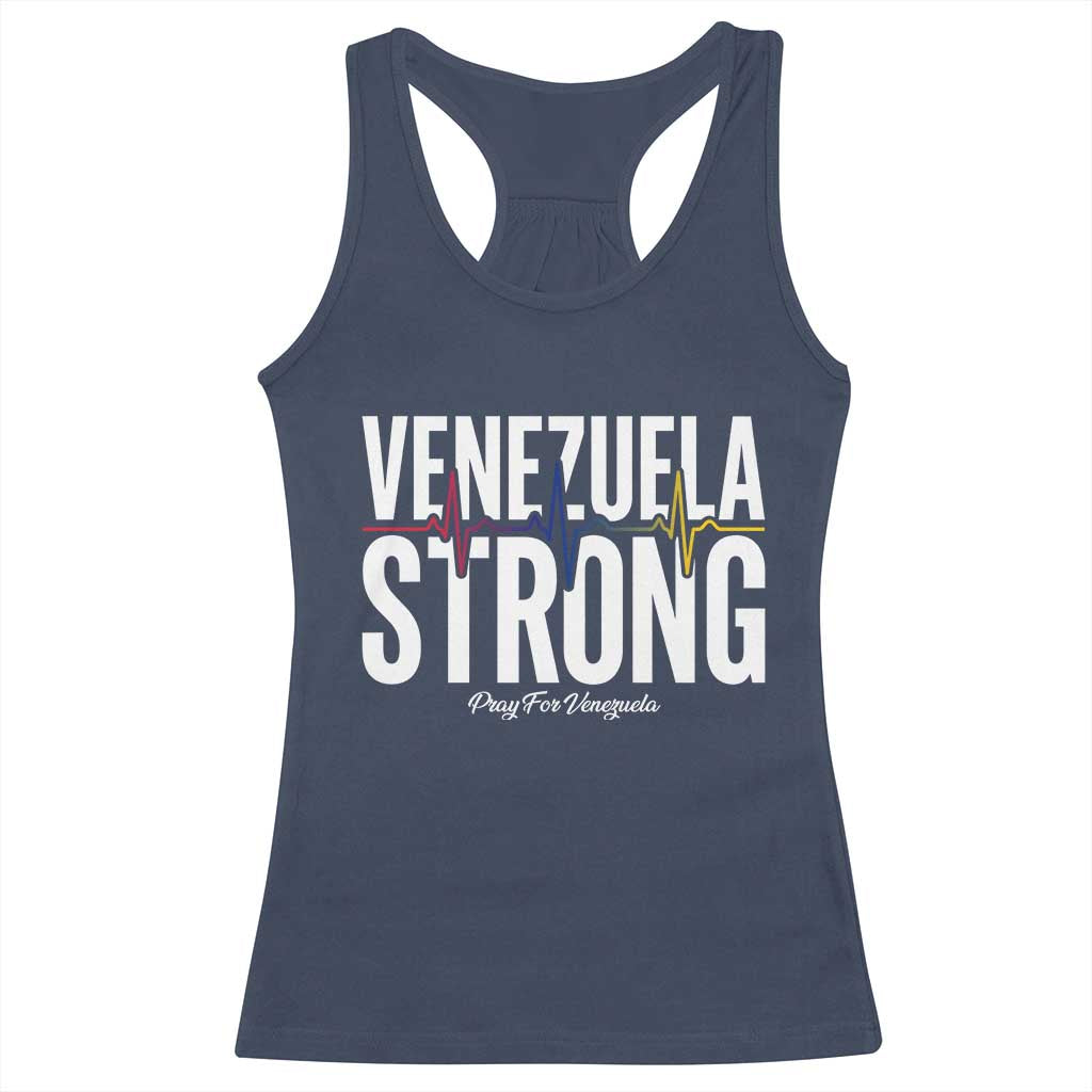 Venezuela Strong Venezuelan Heartbeat Racerback Tank Top Solidarity Resilience Hope and Prayer