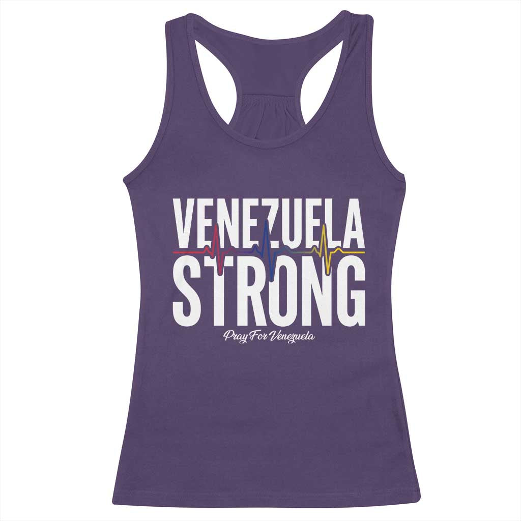 Venezuela Strong Venezuelan Heartbeat Racerback Tank Top Solidarity Resilience Hope and Prayer
