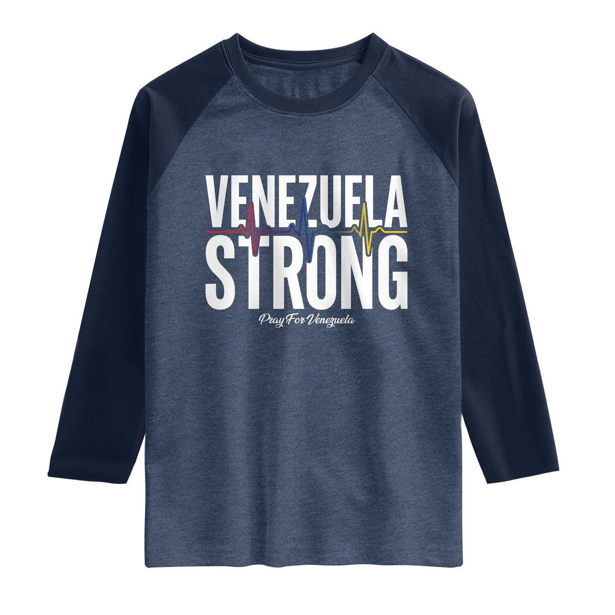 Venezuela Strong Venezuelan Heartbeat Raglan Shirt Solidarity Resilience Hope and Prayer
