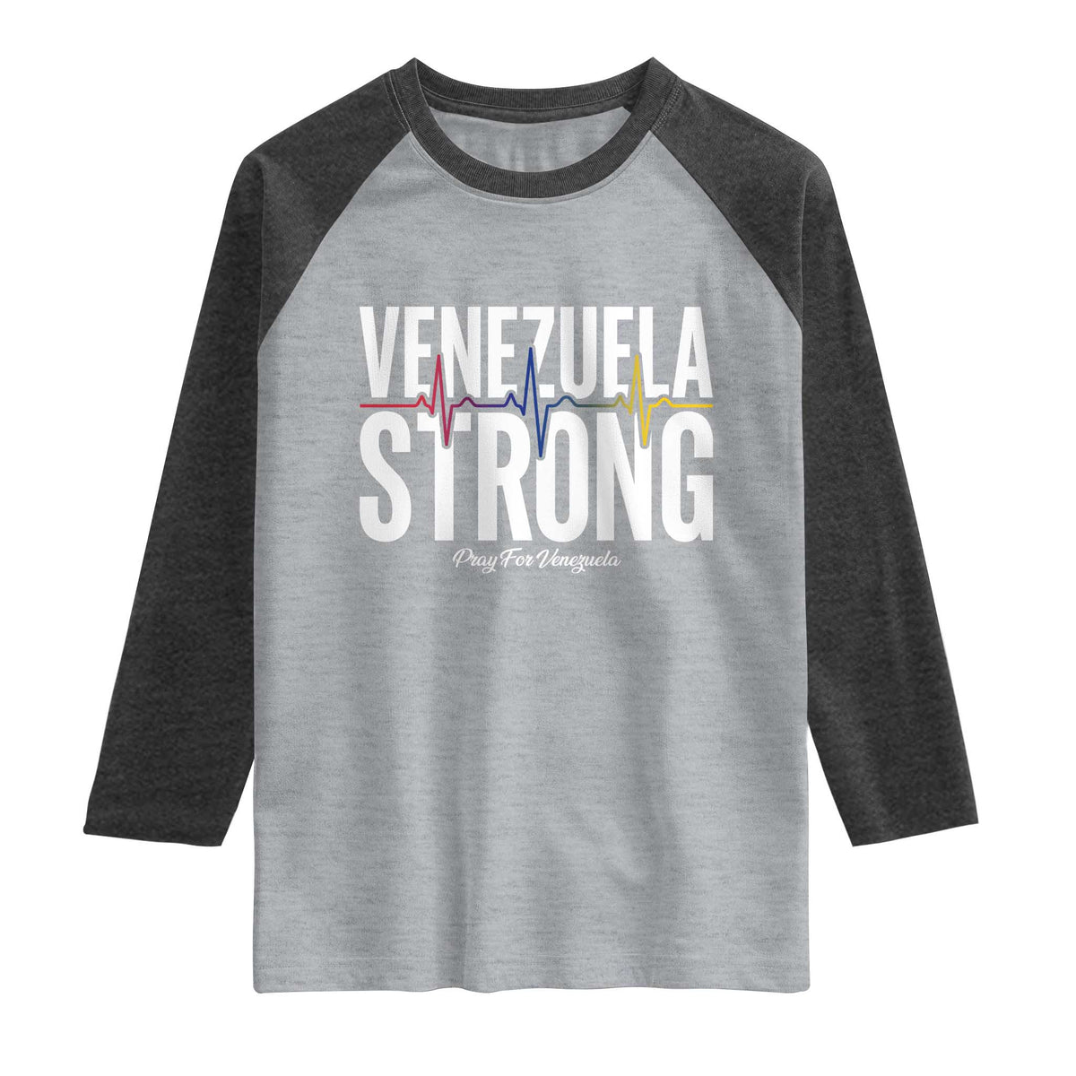 Venezuela Strong Venezuelan Heartbeat Raglan Shirt Solidarity Resilience Hope and Prayer