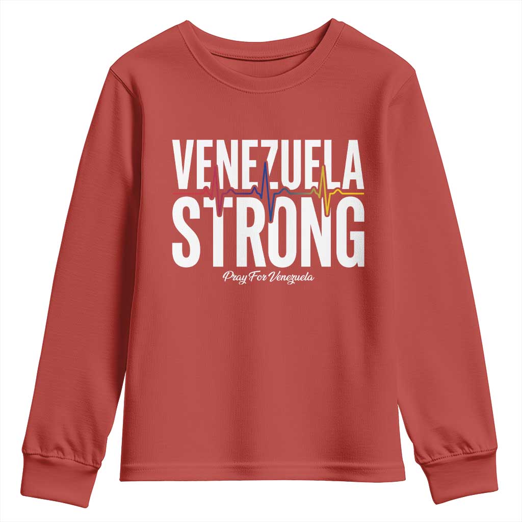 Venezuela Strong Venezuelan Heartbeat Youth Sweatshirt Solidarity Resilience Hope and Prayer