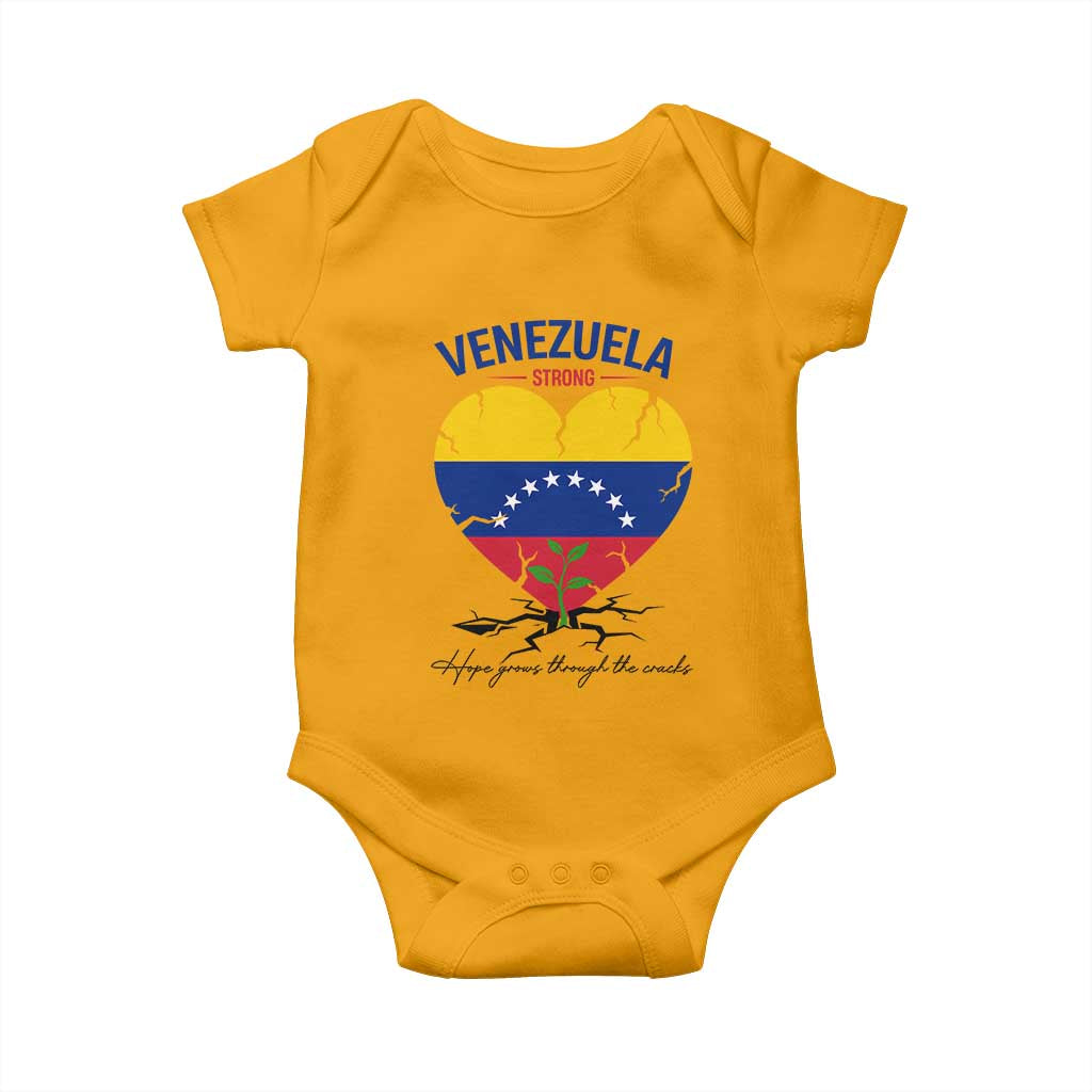 Venezuela Strong Healing Support Baby Onesie Hope Grows Through Cracks Venezuelan Flag Heart