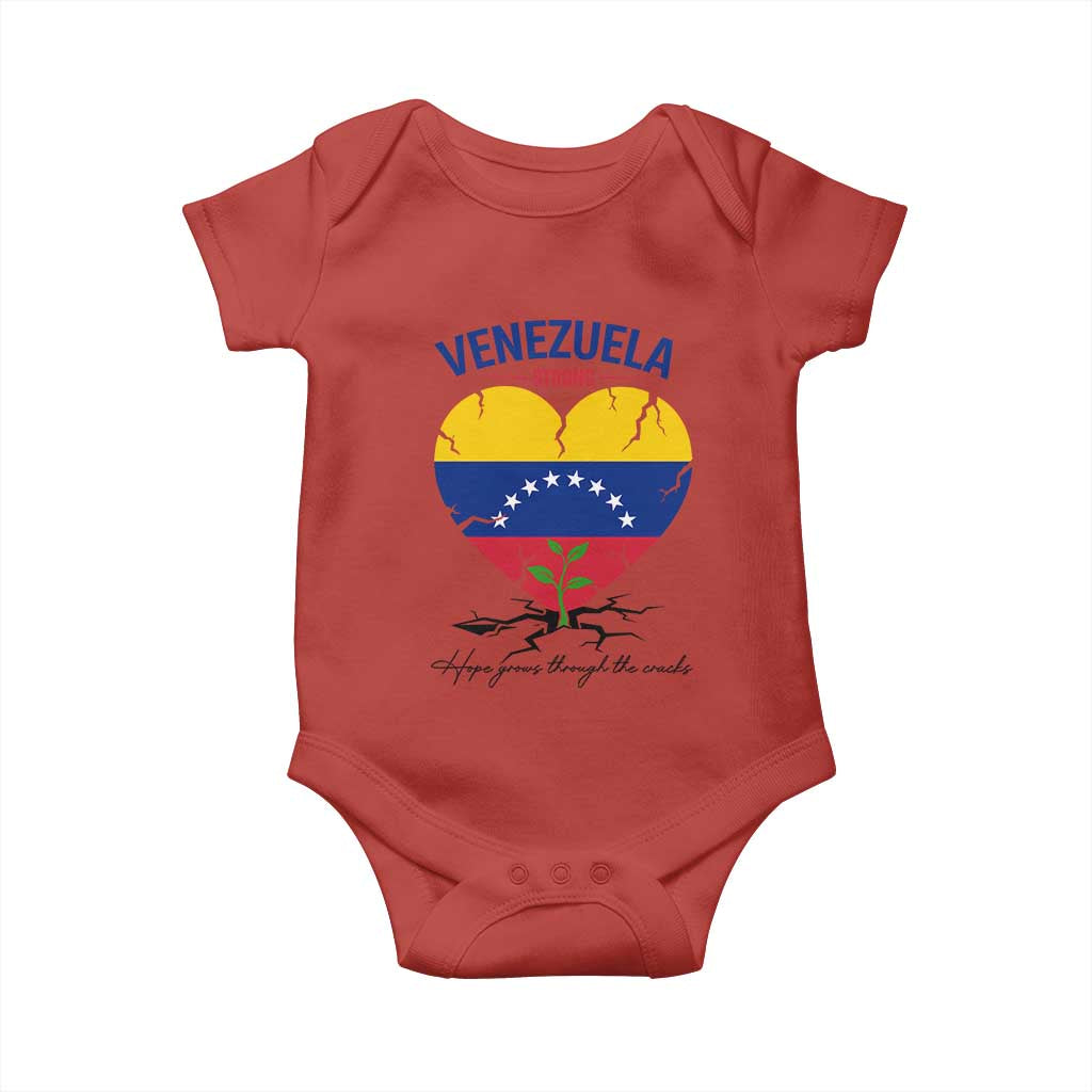 Venezuela Strong Healing Support Baby Onesie Hope Grows Through Cracks Venezuelan Flag Heart