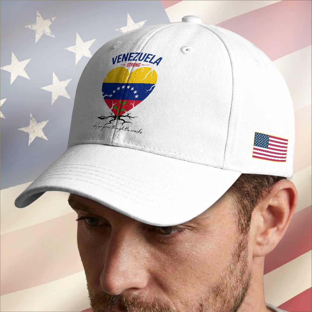 Venezuela Strong Healing Support Baseball Cap Hope Grows Through Cracks Venezuelan Flag Heart