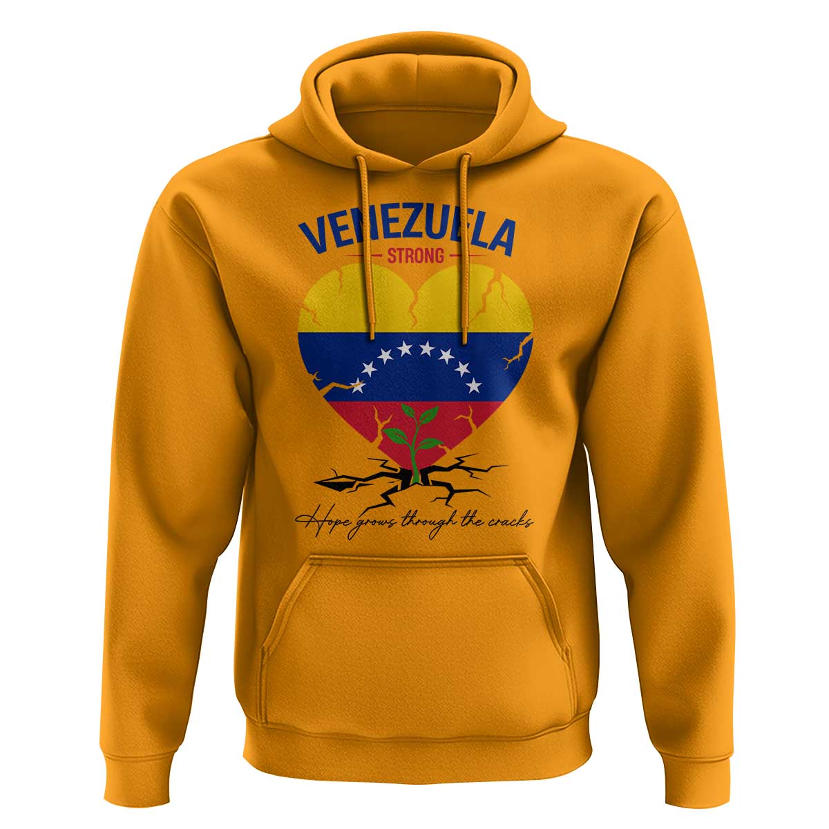 Venezuela Strong Healing Support Hoodie Hope Grows Through Cracks Venezuelan Flag Heart