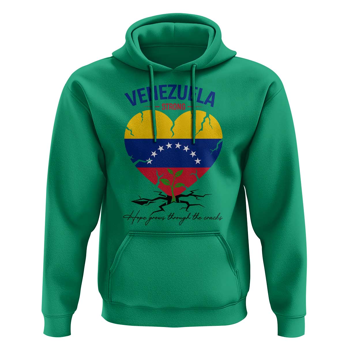 Venezuela Strong Healing Support Hoodie Hope Grows Through Cracks Venezuelan Flag Heart