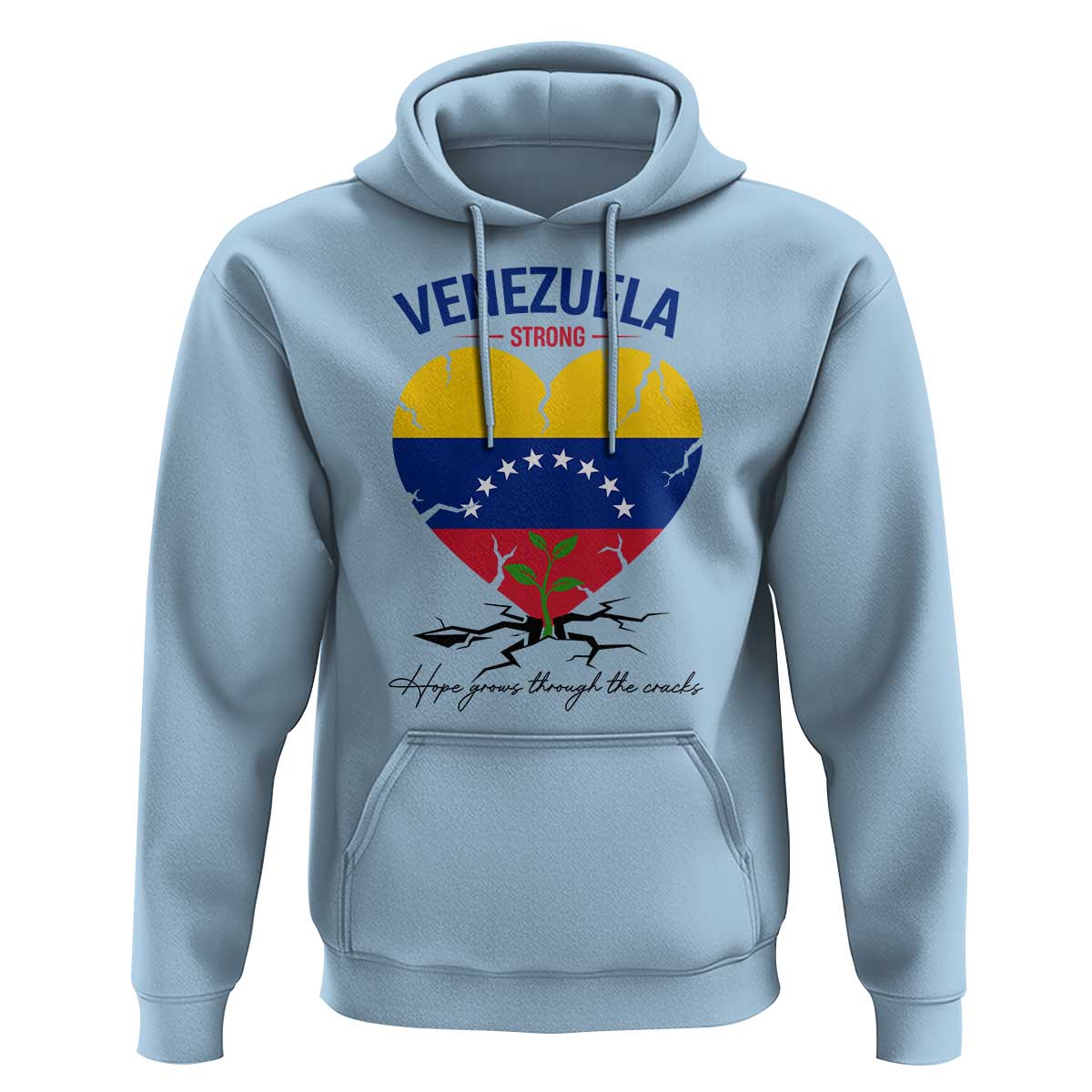 Venezuela Strong Healing Support Hoodie Hope Grows Through Cracks Venezuelan Flag Heart
