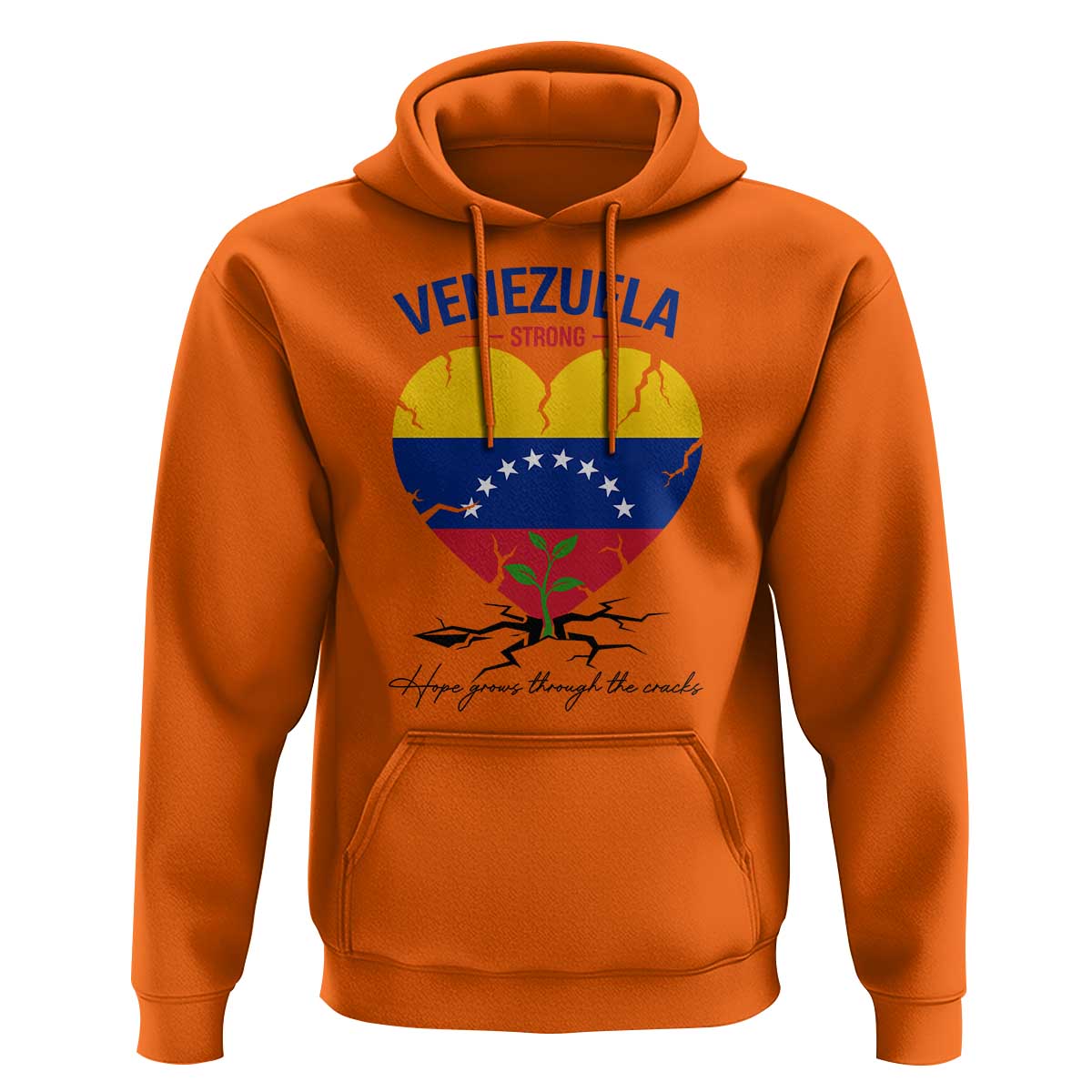 Venezuela Strong Healing Support Hoodie Hope Grows Through Cracks Venezuelan Flag Heart