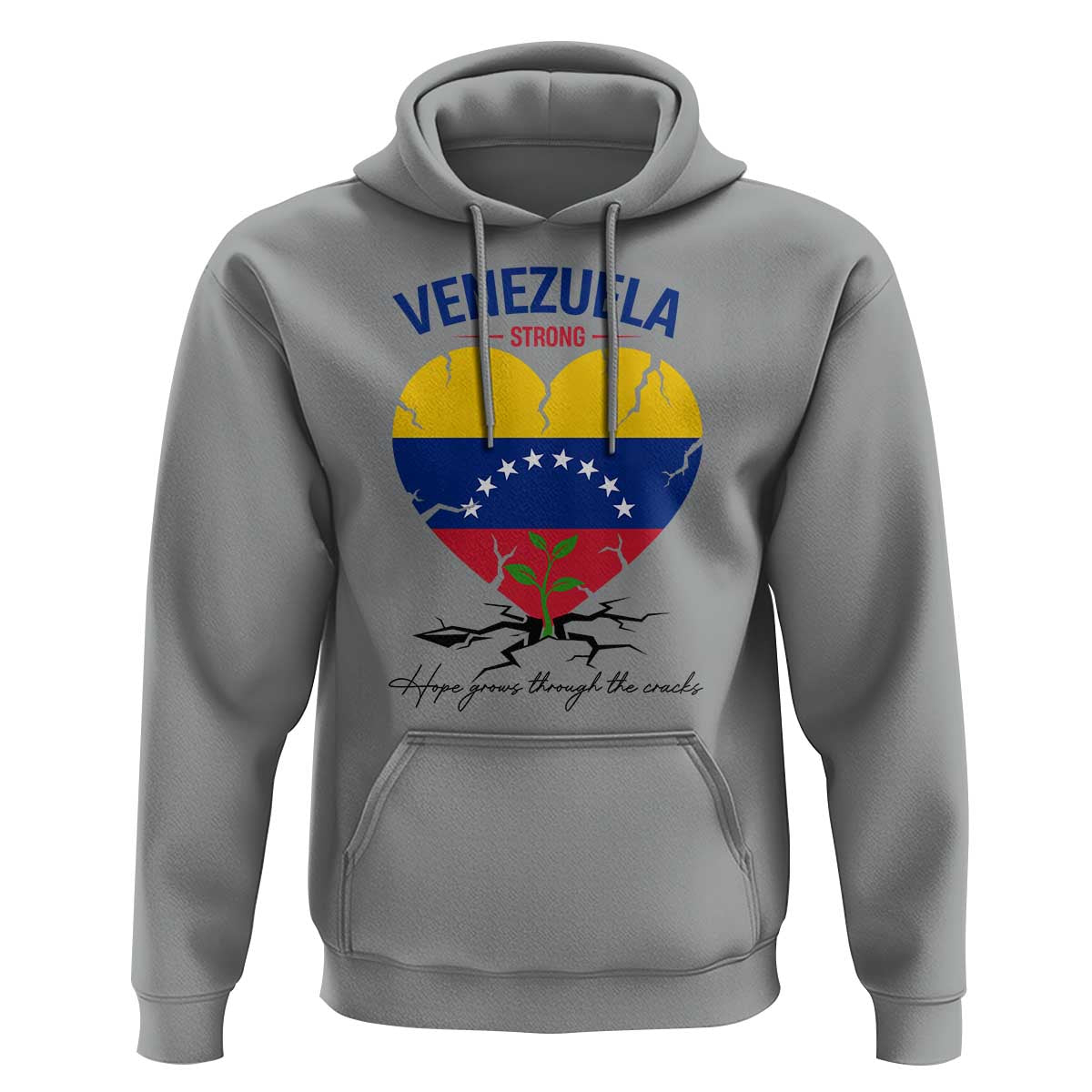 Venezuela Strong Healing Support Hoodie Hope Grows Through Cracks Venezuelan Flag Heart
